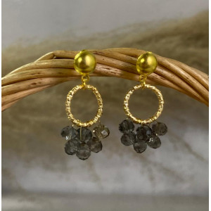 Transparent Black Beads Gold Plated Earring - Li_Made